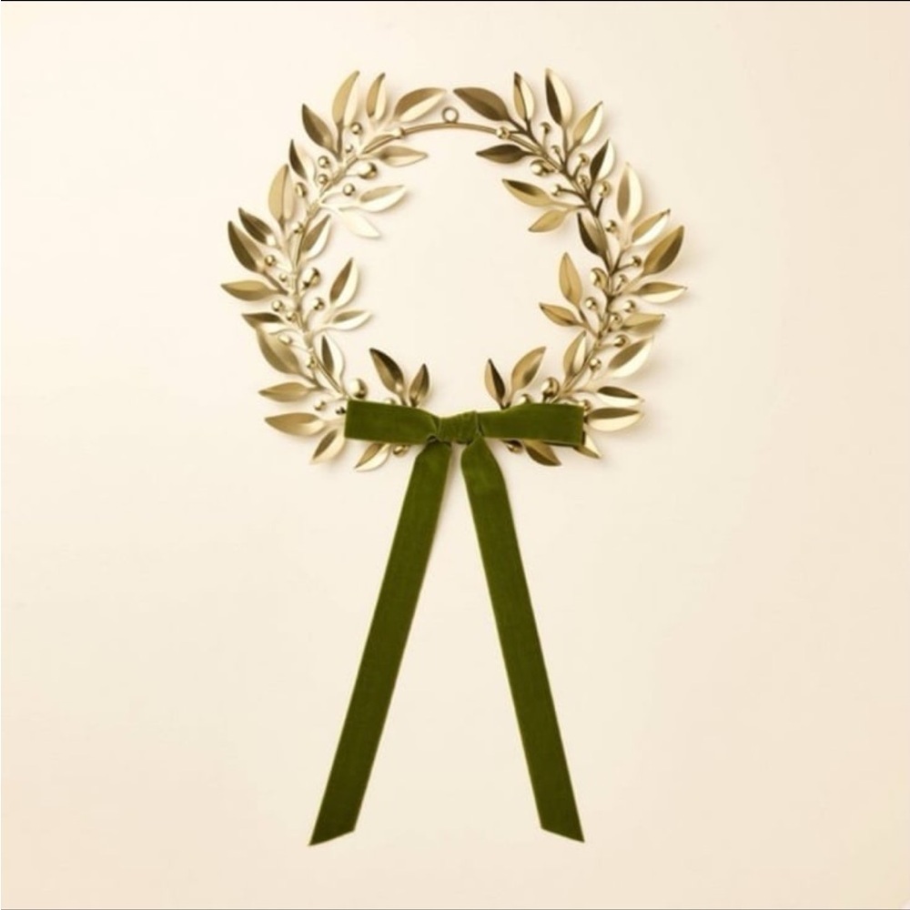 Hearth & Hand™ with Magnolia 18" Decorative Brass Leaf Xmas Wreath Antiq…